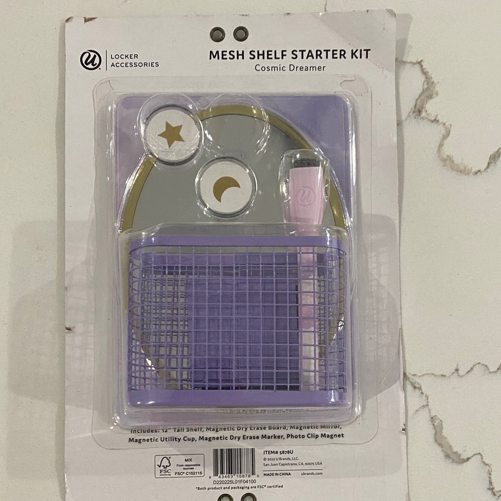Locker Accessories Mesh Shelf Starter Kit - Purple